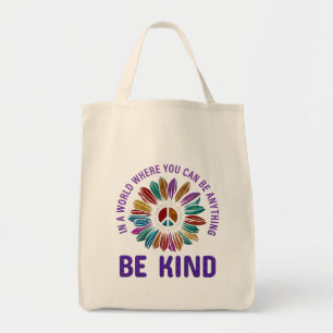 Peace and Love Hippie Boho Be Kind Tote Bag