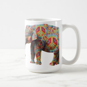 Peace and Love Hippie Elephant Mug