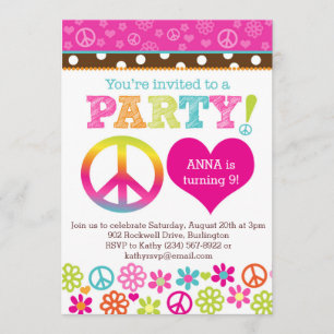 Peace and Love Hippie Party Invitation