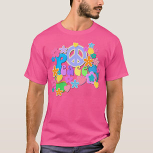Peace and Love Hippy Flower Power Design T-Shirt
