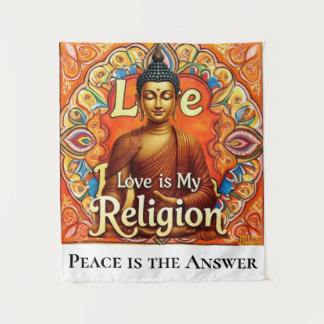 PEACE AND LOVE IS MY RELIGION WALL ART TAPESTRY