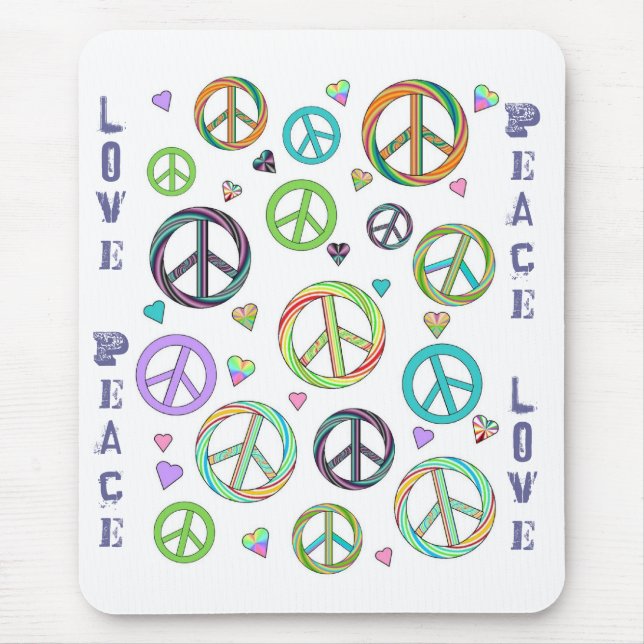 Peace and Love Mouse Mat (Front)