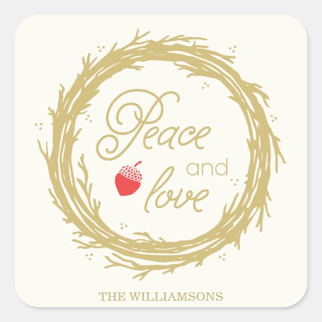 Peace and Love Personalised Holiday Stickers (Front)