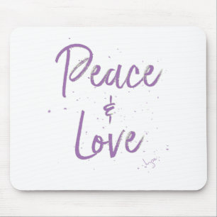 PEACE-and-Love-Purple Mouse Mat