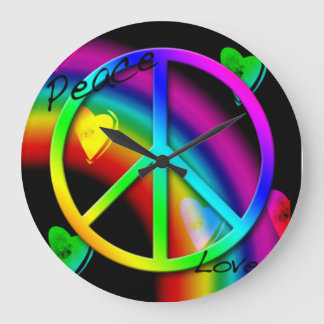 Peace and Love Rainbow Wall Clock