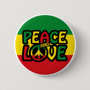 PEACE and LOVE, reggae style 6 Cm Round Badge