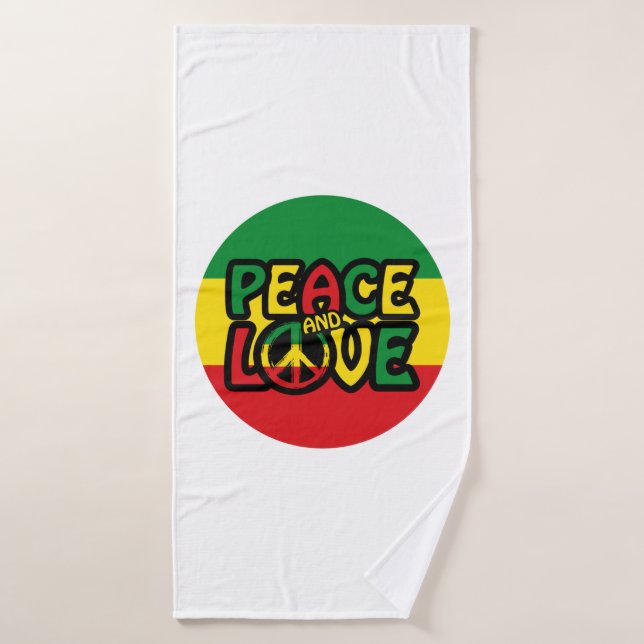PEACE and LOVE, reggae style Bath Towel (Bath Towel)