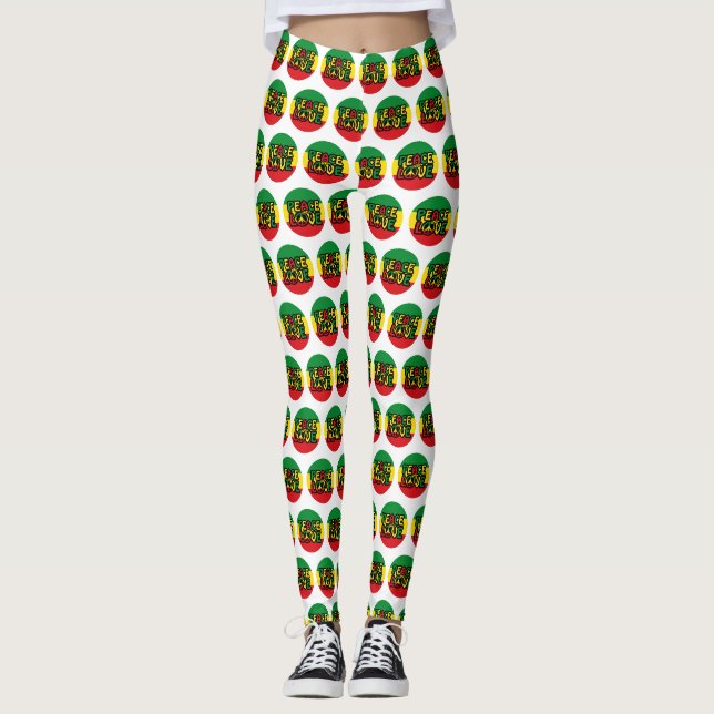 PEACE and LOVE, reggae style Leggings (Front)