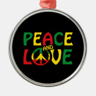 PEACE and LOVE, reggae style Metal Tree Decoration