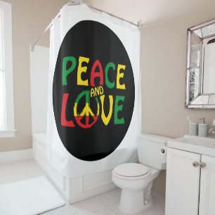 PEACE and LOVE, reggae style Shower Curtain