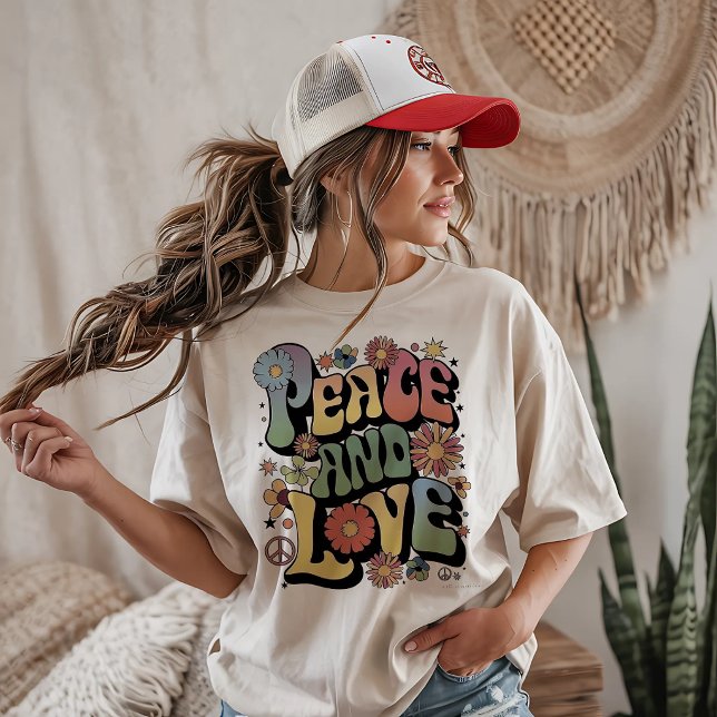 Peace and Love Retro Tri-Blend Shirt (Creator Uploaded)