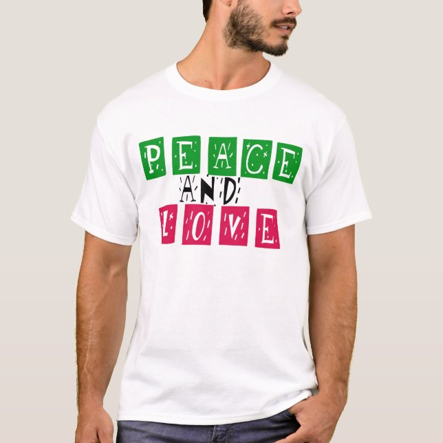Peace and Love Retro  Valentine T-Shirt (Front)