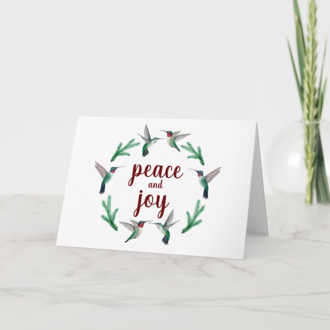 Peace and Love Ruby-throated  Hummingbirds Holiday (Front)