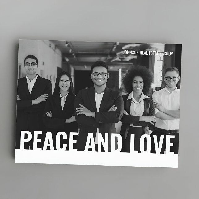 Peace and Love Simple Modern Custom Photo Holiday Postcard (Creator Uploaded)