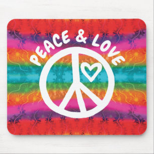 Peace and Love Tie Dye Stripes Mouse Mat