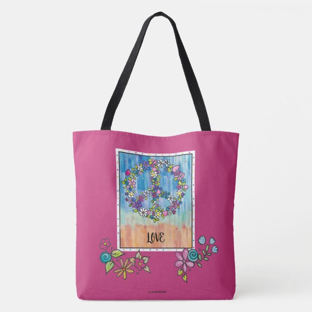 Peace and Love Tote Bag (Back)