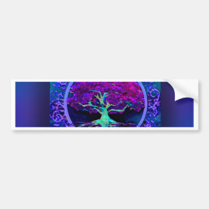 Peace and Love Tree of Life in Blue Bumper Sticker
