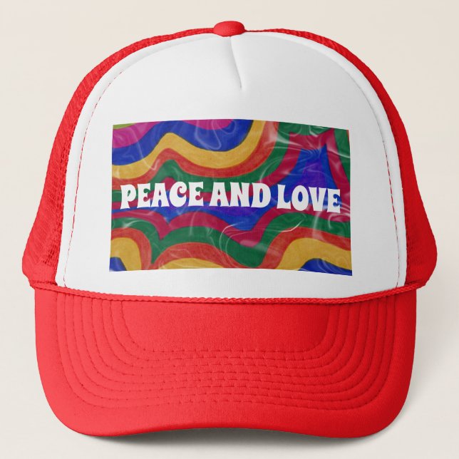 PEACE AND LOVE TRUCKER HAT (Front)