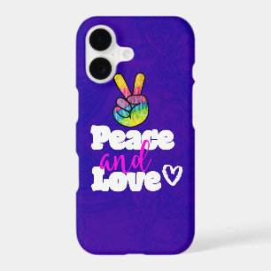 Peace and Love Typography Rainbow Hand Peace Sign