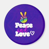 Peace and Love Typography Rainbow Hand Peace Sign