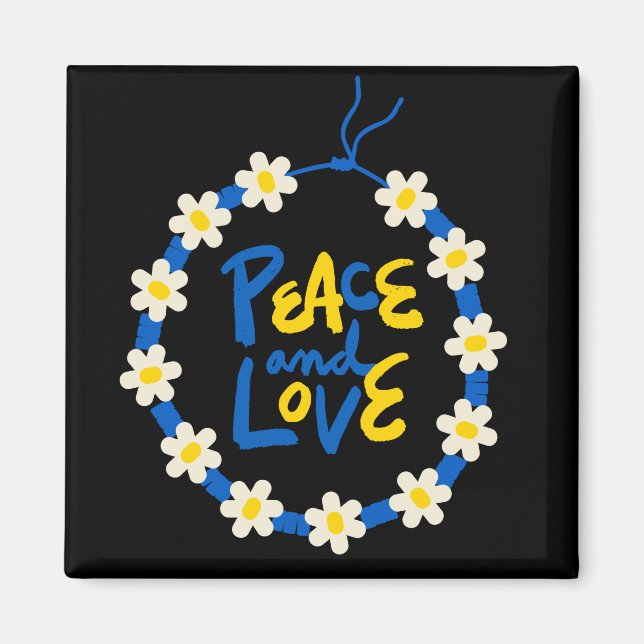 Peace and Love Ukraine Flower Wreath Magnet (Front)
