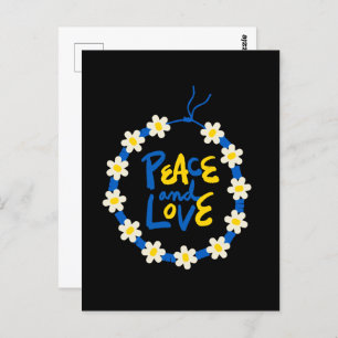 Peace and Love Ukraine Flower Wreath  Postcard
