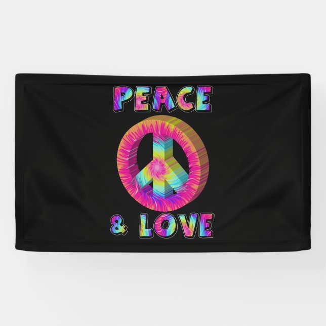 Peace and Love with Tie Dye Peace Sign (Horizontal)