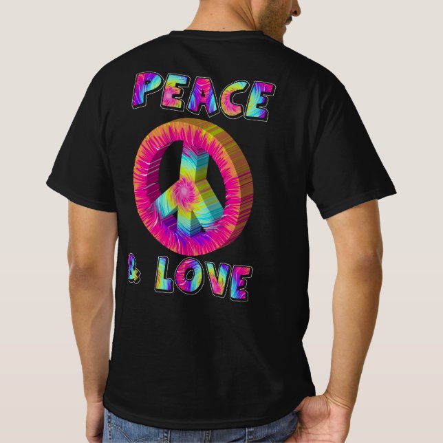 Peace and Love with Tie Dye Peace Sign T-Shirt (Back)