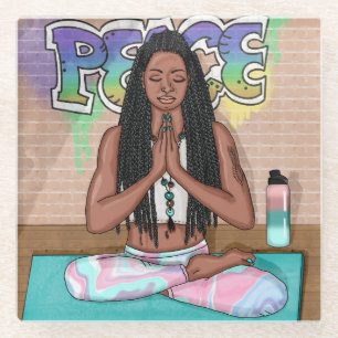 Peace and Meditation Urban Art Glass Coaster