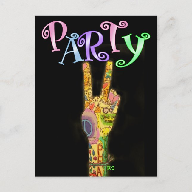 Peace and Party ! by SRF Invitation Postcard (Front)