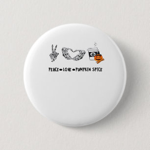 Peace And Pumpkin Spice, Halloween Skeletons Class 6 Cm Round Badge
