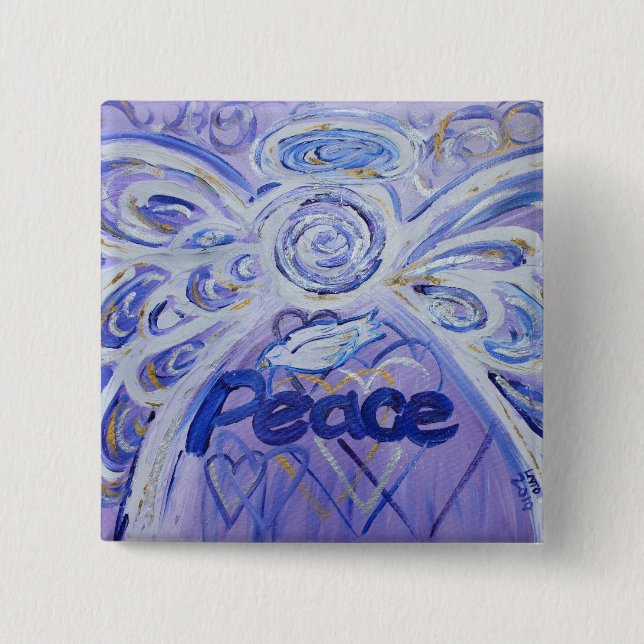 Peace Angel Art Button Pin Pendant (Square) (Front)