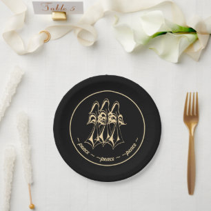 Peace! Angel Black Gold Paper Plate