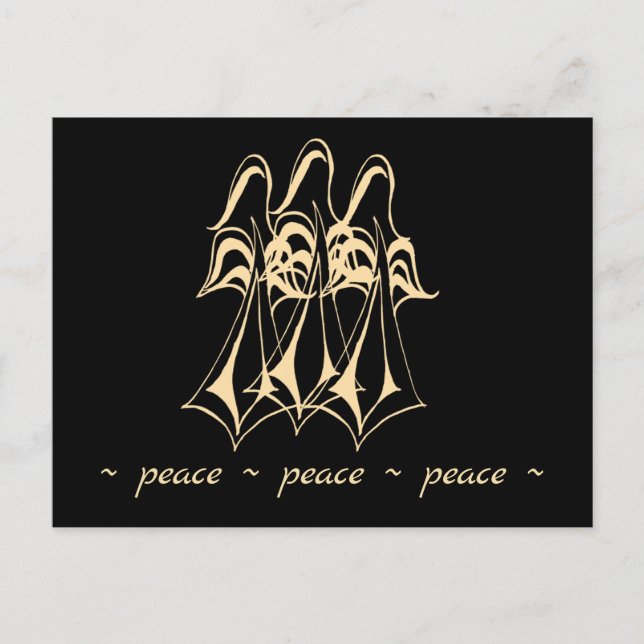 Peace! Angel | Gold on Black Postcard (Front)