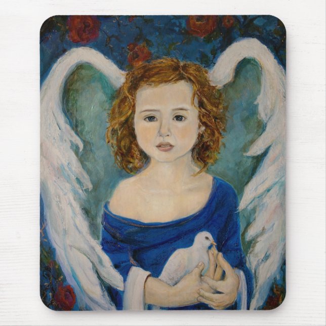 Peace Angel holding a Dove Mousepad (Front)