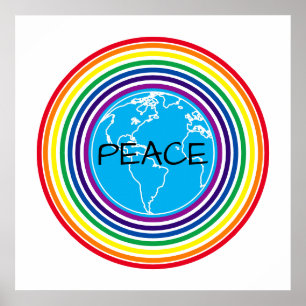 Peace Around the World Rainbow Personalised Poster