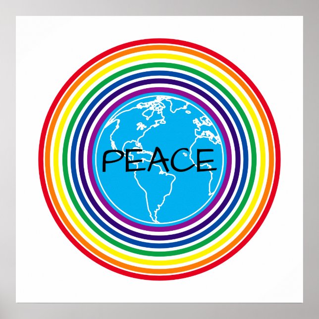 Peace Around the World Rainbow Personalised Poster (Front)