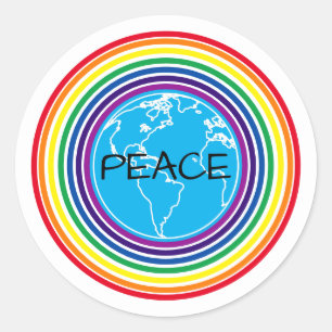 Peace Around the World Rainbow Personalised Poster Classic Round Sticker