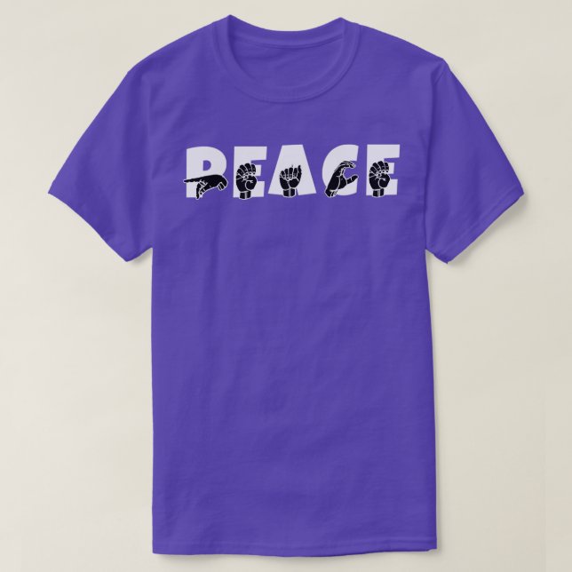 PEACE ASL Sign Language Design 5 T-Shirt (Design Front)