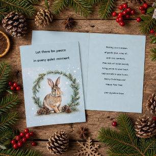 Peace at Christmas Rabbit Folded Greeting Card