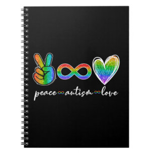 Peace Autism Love Autism Awareness T-Shirt feature Notebook