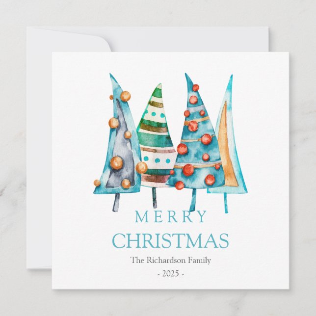 Peace Baby Doodle Pine Christmas Tree Gifts Holiday Card (Front)