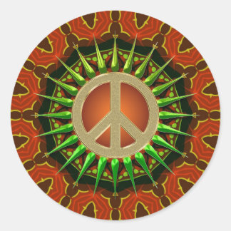 Peace Batik Floral Geometry  Classic Round Sticker