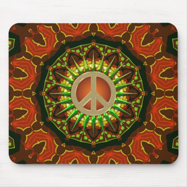 Peace Batik Floral Geometry Mousepad (Front)