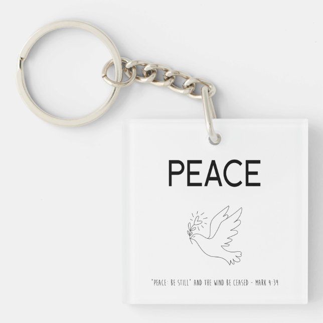 Peace be still bird flying key ring (Front)