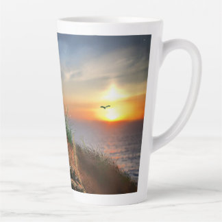 Peace be still text inspirational seascape sunset latte mug