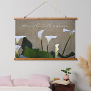 Peace Be to This House Calla Lilies Floral Hanging Tapestry