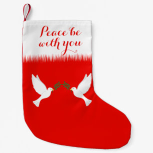 Peace Be With You and White Doves Small Christmas Stocking