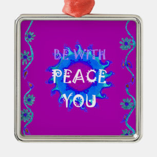 Peace Be With You   Beautiful Purple & Blue Floral Metal Tree Decoration