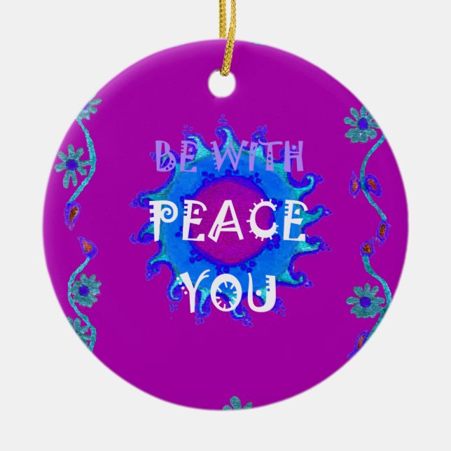 Peace Be With You Ceramic Tree Decoration (Front)